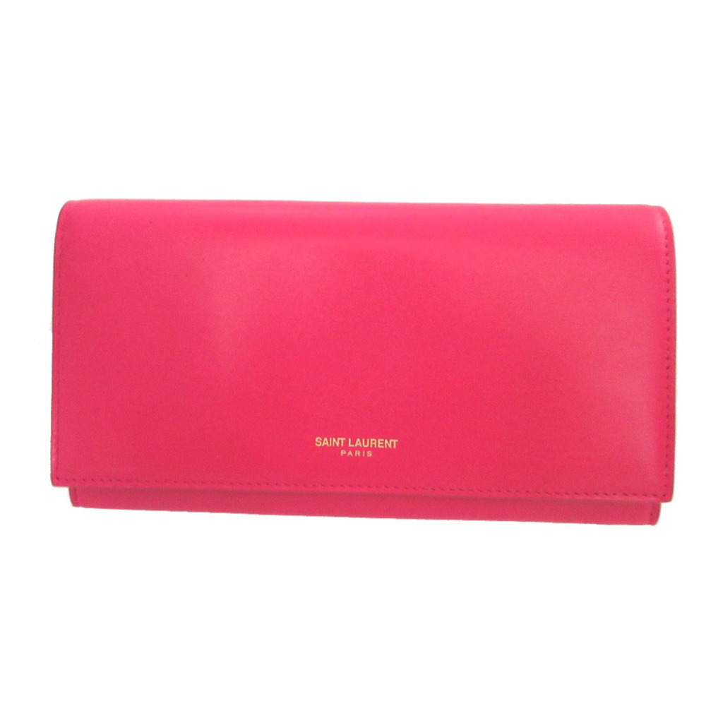 Yves Saint Laurent Saint Laurent Paris 315861 Leather Pink Bi-fold Long Walle...